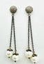 Sterling Silver Freshwater Pearl and Diamond Chain Post Earrings