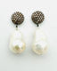 12mm Sterling Silver Pave Post Earrings with Large White Baroque Pearls 1"
