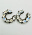 Small Moonstone and Diamond Horseshoe Earring with Sterling Silver