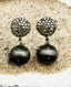 Sterling Silver Ball with Diamon Rhodium Earrings, 1.125"