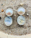 Rainbow Moonstone and Freshwater Pearl French Post Sterling Silver Earring, .75"