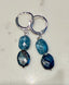 Faceted Kyanite and Chyrsocolla Earring on Sterling Silver Huggie, 1.10"
