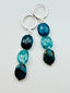 Faceted Oval Kyanite and Chrysocolla Earring on Sterling Silver Huggie, 2"