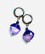Faceted Amethyst and Crystal Quartz Cushion Cut Earring on Sterling Silver Huggie