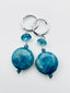 Natural Coin Shaped Apatite Earring on Sterling Silver Huggie