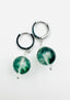 Smooth Forest Green Phantom Quartz Ball Earring on Sterling Silver Huggie