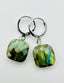Labradorite Faceted Cushion Cut Earring on Sterling Silver Huggie