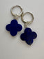 Lapis Clover Earring on Sterling Silver Huggie