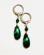 Smooth Malachite Teardrop and Ball Earring on Sterling Silver Huggie