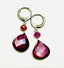 Faceted Pink Moonstone Teardrop and Rondelle Earring on Sterling Silver Huggie