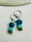 Faceted Apatite and Peruvian Opal Earrings with Sterling Silver Huggie Lever-Back