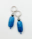 Faceted Rectangular Denim Lapis with Rhodium Pyrite Ball on Sterling Silver Huggie, 1.75"