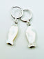 Small Mother of Pearl Fish on Sterling Silver Huggie, 1.25"