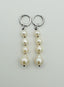 4 Small White Baroque Pearl and Sterling Silver Huggie