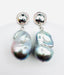 Freshwater Grey Baroque Pearl Earring on Sterling Silver Hammered Dome Post