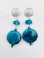 Natural Coin Shaped Apatite Earring on Sterling Silver Hammered Post
