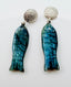 Labradorite Fish Earring on Sterling Silver Hammered Post, 1.5" H