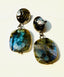 Flat Faceted Labradorite Earring with Gold Hammered Top