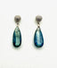 Kyanite Teardrop Textured Sterling Silver Post Earring 1"