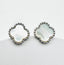 Mother of Pearl Clover Sterling Silver Post Earring, .5"