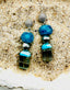 Faceted apatatite  Pyrite and Peruvian Opal Earrings with Sterling Silver Textured Posts