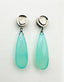 Chalcedony Teardrop and Raw Diamond Sterling Silver Post Earring 2"