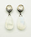 Rainbow Moonstone Teardrop Raw Diamond Sterling Silver Post Earring 1.75"