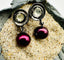 Round Plum Freshwater Pearl Earring on a Sterling Silver Raw Diamond Post, 1"