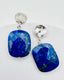 Faceted Lapis Earring on Sterling Silver Textured Earring Post, 1.5" H