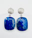 Faceted Lapis Earring on Sterling Silver Textured Earring Post, 1.5" H