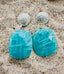 Flat Faceted Rectangular Amazonite Earring on Sterling Silver Textured Post, 1.75"
