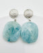 Flat Faceted Rectangular Aquamarine Earring on Sterling Silver Textured Post, 1.75"