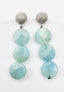 Hand-Cut Faceted Coin Shaped Triple Aquamarine Earring on Vermeil Textured Post, 1.75"