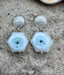 Faceted Hexagonal Solar Quartz Earring on Sterling Silver Textured Post, 1.25"