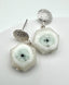 Faceted Hexagonal Solar Quartz Earring on Sterling Silver Textured Post, 1.25"