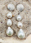White Small and Medium Baroque Pearl Earring on Sterling Silver Textured Post Earring Top, 1.75"H