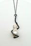 Wrapped White Freshwater Baroque Pearl on Rhodium Sterling Silver Chain, 22"
