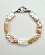 Multicolor Biwa Freshwater Pearl Bracelet with Sterling Silver Clasp, 7.5"