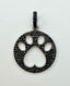 Black Spinel Dog Paw Sterling Silver Pendant, 1.5"