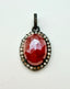 Mystic Orange Quartz and Diamond Oval Pendant, 1"