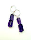Faceted Organic Shaped Purple Amethyst Earring on Sterling Silver Huggie, 1.5"