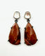 Faceted Brown Agate Earring with Raw Diamond Post, 1.5"