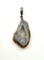 Grey Natural Druzy Pendant with Sterling Silver Diamond Bail, 1.25"