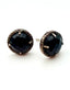 Faceted Black Spinel and Diamond Sterling Silver Stud Earring, 0.5"
