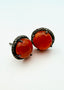 Carnelian and Diamond Sterling Silver and Stud Earring, 0.5"