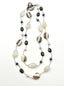 Grey Striped Agate, Moonstone, Hypersthene, and Freshwater Pearl Mix Necklace with Sterling Silver Clasp, 36"