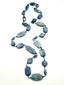 Multi Shape Natural Blue Kyanite Necklace with Sterling Silver and Diamond Clasp, 30"