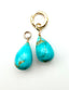Sleeping Beauty Turquoise Teardrop Ear Charms, 30 cts, Gold Fill, 1"