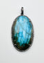 AAA Large Faceted Oval Labradorite and Diamond Pendant, 2.25"