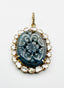 Carved Labradorite and 1.19 cts Diamond, 18K YG Vermeil Pendant, 1.75"